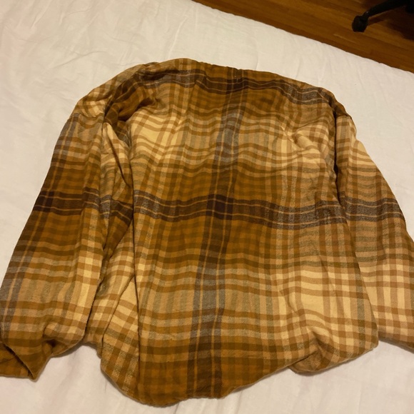 Flannel hoodie over shirt with button down and drawstring bottom - Picture 5 of 5